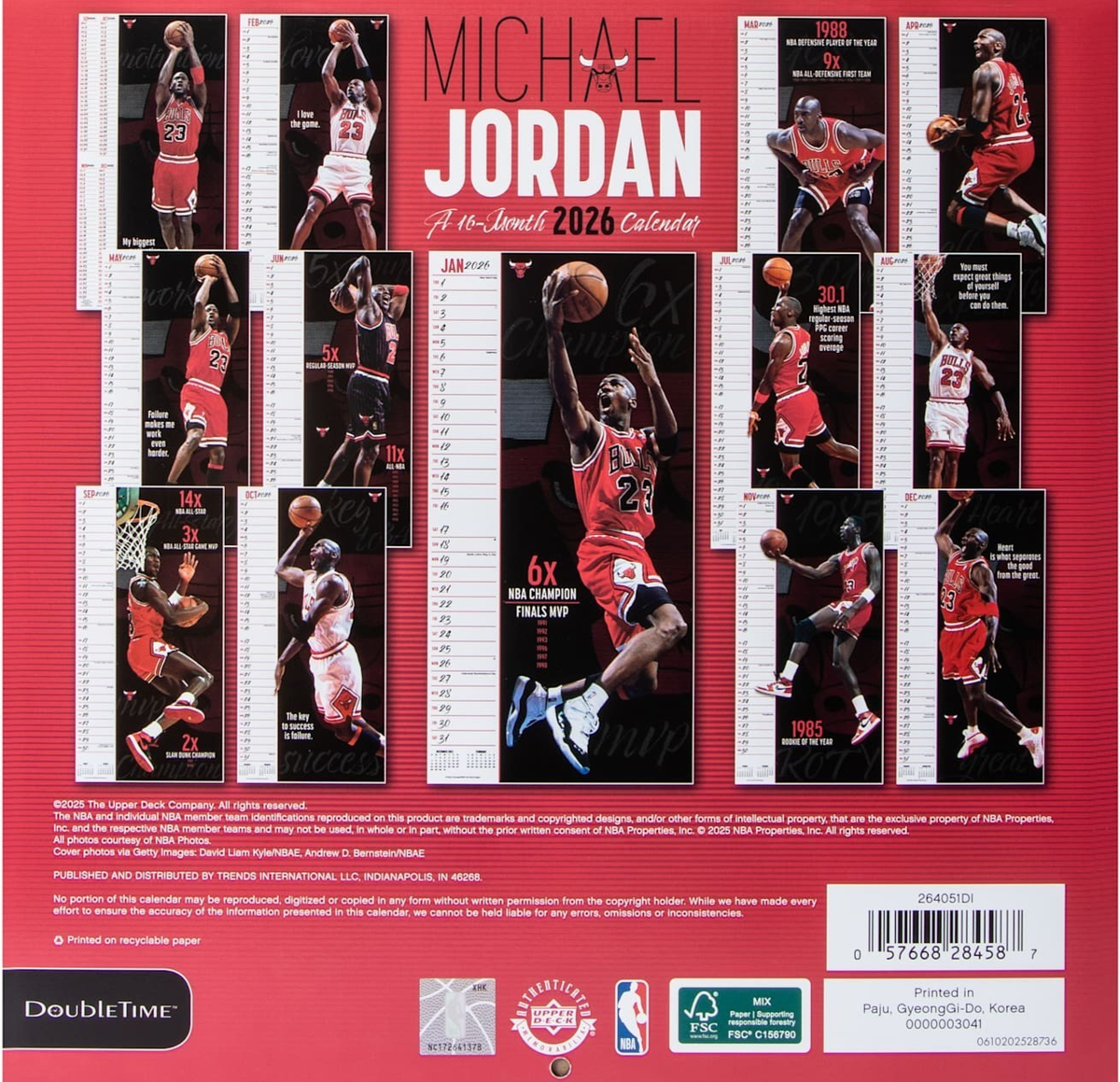 2026 Michael Jordan 16-Month Wall Calendar by Double Time FAST