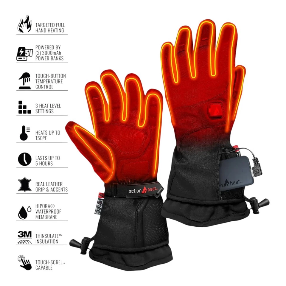 Actionheat Men's Black Gloves AH-SG-5V-1-BM - Image 3 of 3