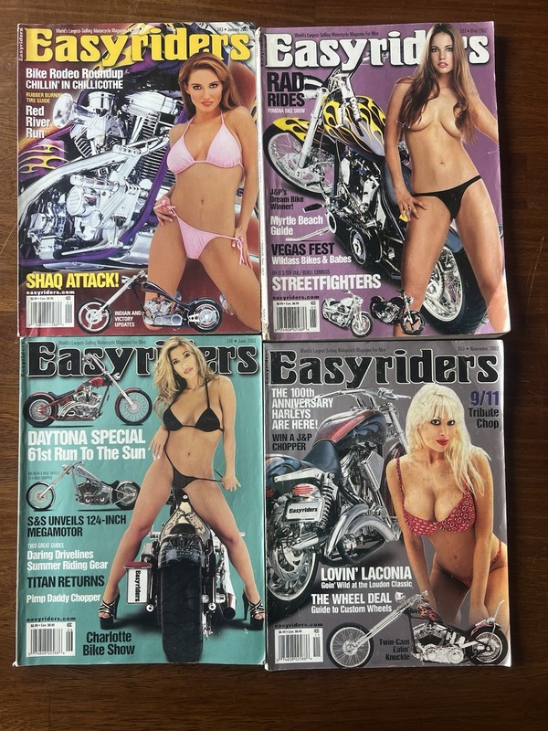 Lot of 4 Easyriders Magazine 2002 W/Centerfolds Vintage Motorcycle Easy Riders