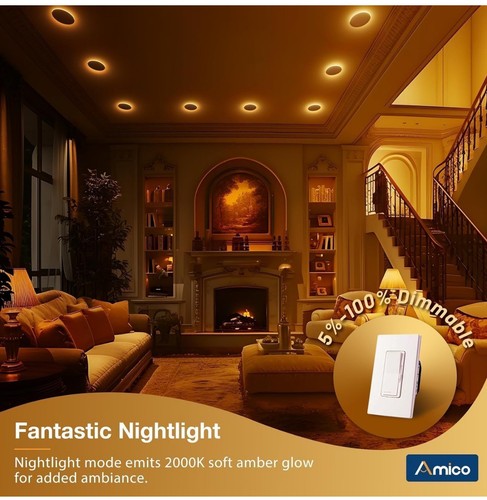 Amico 148-20 LED Recessed Ceiling Light - 20 Pack, 6 inch, 5 CCT 2700-5000K new - Picture 3 of 12