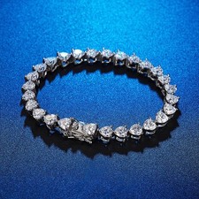 MOISSANITE Tennis Bracelet 5mm Heart Cut D Color VVS1 Womens 925 Sterling Silver
