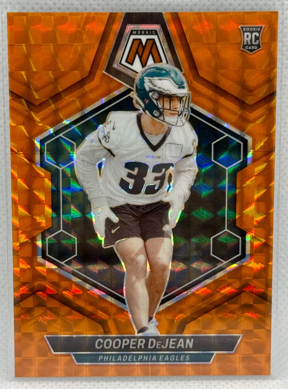 2024 Panini Mosaic - Rookies Cooper DeJean #340 Orange Mosaic Prizm /199 (RC)