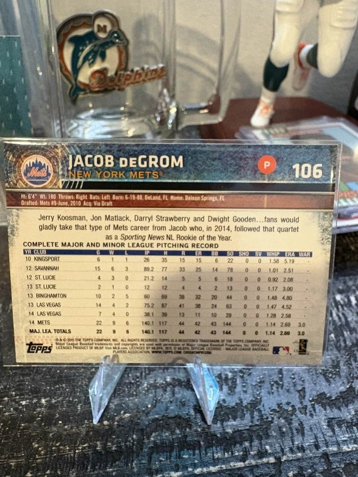 2025 Topps Holiday Buy Back - Jacob deGrom 2015 Topps Opening Day #106 - Image 2 of 2