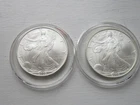 2005  American Silver Eagle  One Ounce .999 Lot of 2  BU Uncirculated BEAUTIES