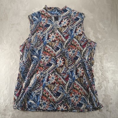 Rafaella Studio Sleeveless Blouse V-Neck Women's 2X Multicolor