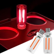 2PCS Car USB Night Light, Touch Dimmable Mini Ambient Lamp Red for Vehicle  Hom