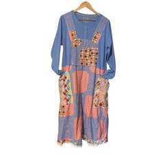 Vestido Pechero Reciclado L Retazos Edredón Boho Hippie Festival Arte Para Usar