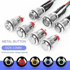 Metal Push Button Switch 12/16/19/22mm Momentary Latching High Head Car Boat LED