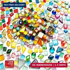 2.2LB Mixed Colors Irregular Crystal Glass Mosaic Tiles, Assorted Shapes Mosaic
