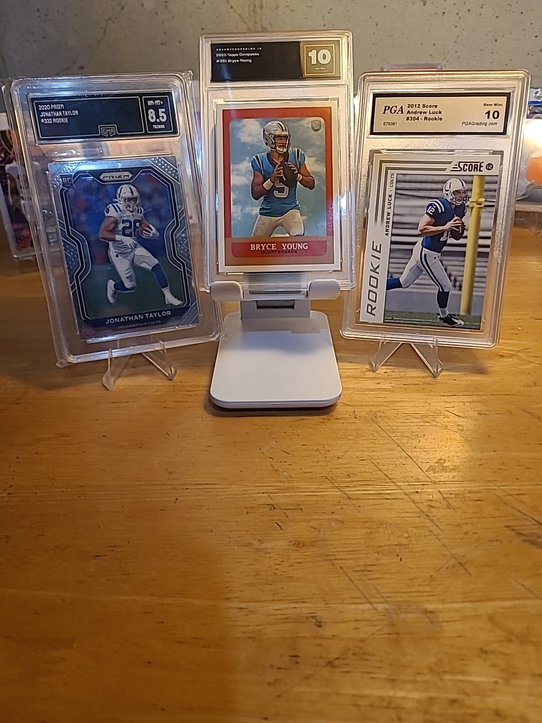 2020 Prizm Rookie Jonathan Taylor 2023 Composite Bryce Young 2012 Andrew Luck RC