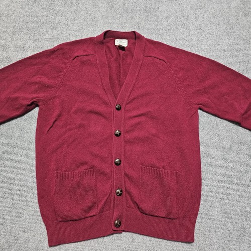Vintage LL Bean 100% Lambs Wool Cardigan Sweater Mens M Red Grandpa SOFT Pockets - Picture 3 of 8