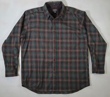 Pendleton LODGE Brown Plaid Flannel Wool Button Up Shirt Men's XL READ