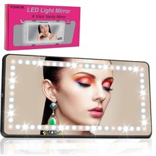 YOVKOK LED Car Sun Visor Vanity Mirror 60 LEDs 3 Modes Rechargeable Black