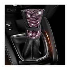 Bling Auto Gear Shift Knob Cover, Shiny Rhinestone Leather Auto Gear Pink