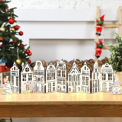 Retisee 1 Set Christmas Gingerbread House 28.8 x 3.97 inches, White 