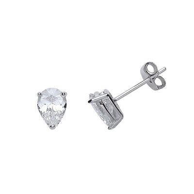 Silver Jewelco London Pear CZ Tears of Joy Stud Earrings