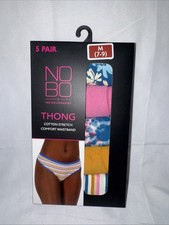 5-Pack NO BOUNDARIES Women  s M 7-9 Thong Cotton Stretch Rib Underwear