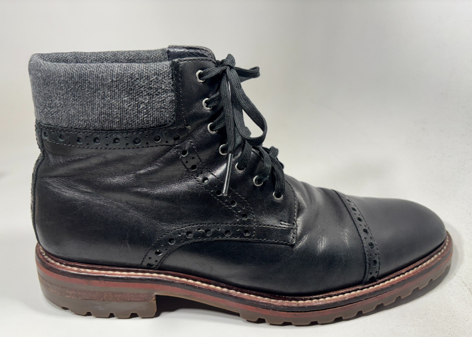 Johnston & Murphy Chuck 1850 Cap Toe Black Leather Boot Mens Size 9 M