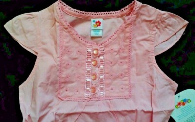 Target Girls Top Pink  6/6X or 7/8 capped sleeves waist tie eyelet at neck New