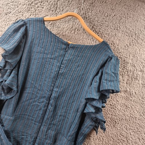 New CITY CHIC Womens Jumpsuit Plus Size L Teal Blue Stripe Short Sleeve V-Neck - Bild 9 von 14
