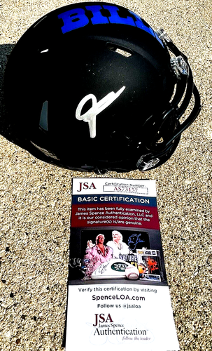 Mini casco RAY DAVIS Buffalo Bills FIRMATO JSA COA nero opaco - Foto 1 di 3