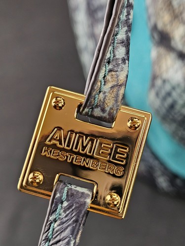 AIMEE Kestenberg Tuscany Hobo Handbag/Purse, Snake Print Leather & Suede Teal - Picture 6 of 12