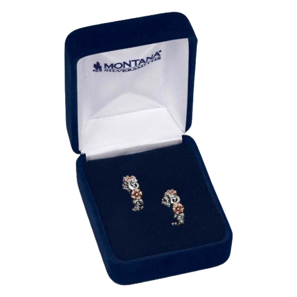 Montana Silversmith 女士野花银色和玫瑰金环状耳环 ER5809 — 第 3/3 张图片