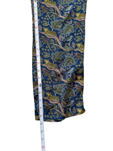 J. Crew Botanical Cheetah Foulard Easy Silk Pants In Navy Leopard Print Size 2 / - Picture 4 of 9