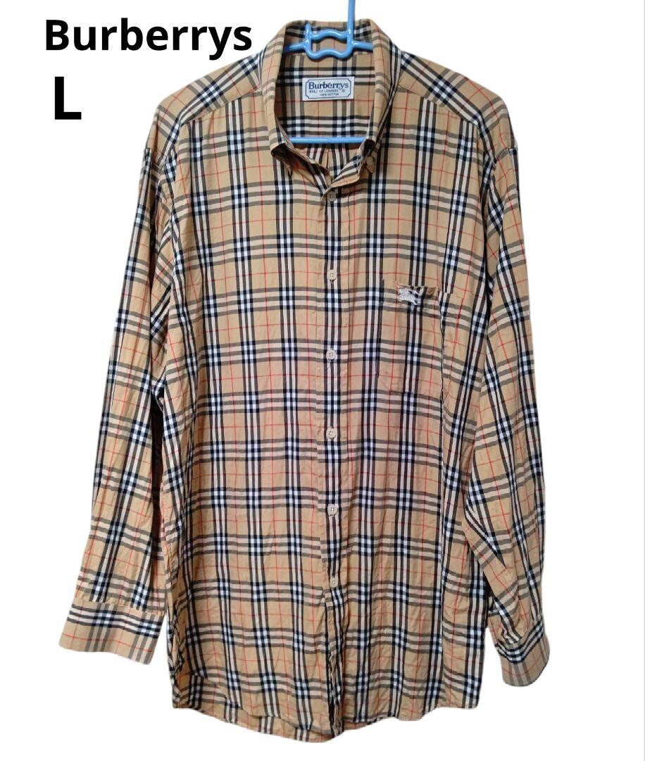 Burberry Long sleeve Shirt Nova Check Beige Logo 100% Cotton Men Size 41/L Used