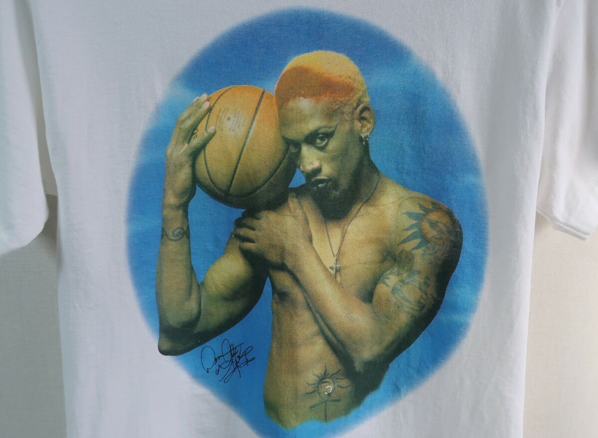 Vintage 90's Dennis Rodman Tee T Shirt M White Murina Made Vintage 90's Dennis Rodman Tee T Shirt M White Murina Made