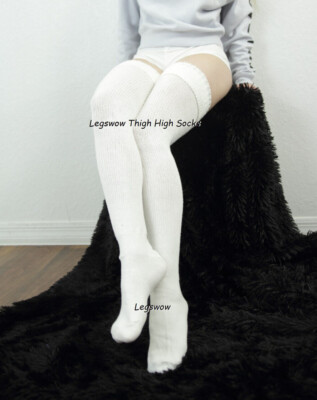 Extra Long Thigh High Loose Slouch Socks Solid Stripe Cable XL Plus Over Knee