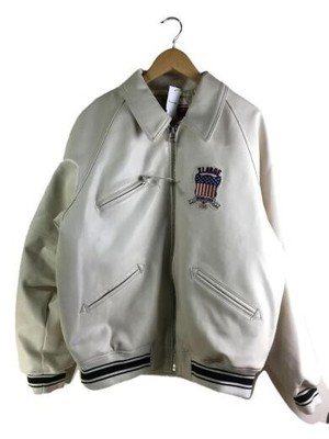 Avirex XLARGE ICON Varsity Jacket White XL faux leather