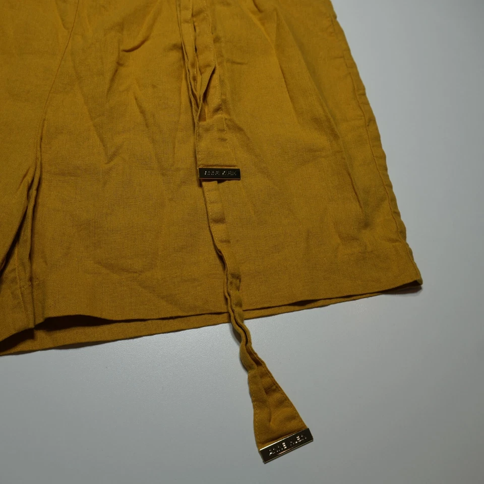 Pantalones Cortos Anne Klein Para Mujer XL Mezcla de Lino Mostaza Cinturón Envolvente Pierna Fluida Informal Foto 3 de 4