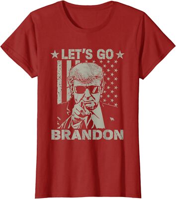 Let's Go Brandon US Flag Funny Donald Trump Ladies' Crewneck T-Shirt