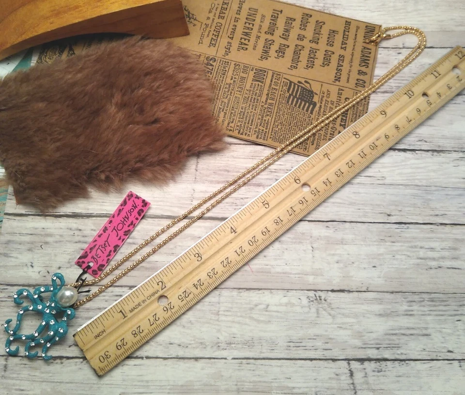 BETSEY JOHNSON NUEVO CON ETIQUETAS Colgante Forma Pulpo Color Turquesa Tono Dorado ¡NUEVO COLLAR! Foto 2 de 4
