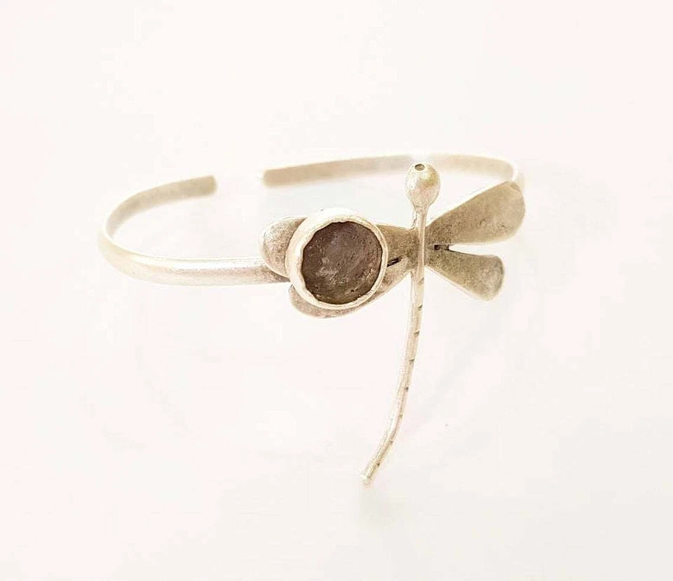 Brazalete de plata libélula en blanco ajustable plata antigua latón G8193 Foto 2 de 4