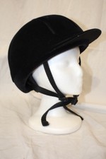 Capriole Black Horse Riding Helmet Velveteen Classic Design Seven Vents Lg.-B25