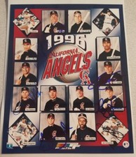Jim Edmonds J.T. Snow Tim Wallach Signed Angels 1996 Team Photo Autographed