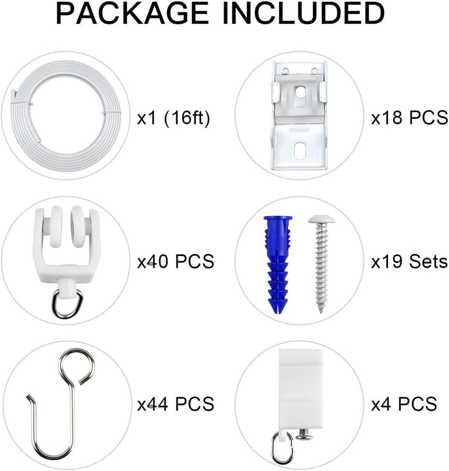 Flexible Bendable Ceiling Curtain Rails (16 ft), Curved Ceiling Track