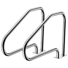 Pair of Swimming Pool Hand Rails 49" Stainless Steel Safety Stair Rail Silver