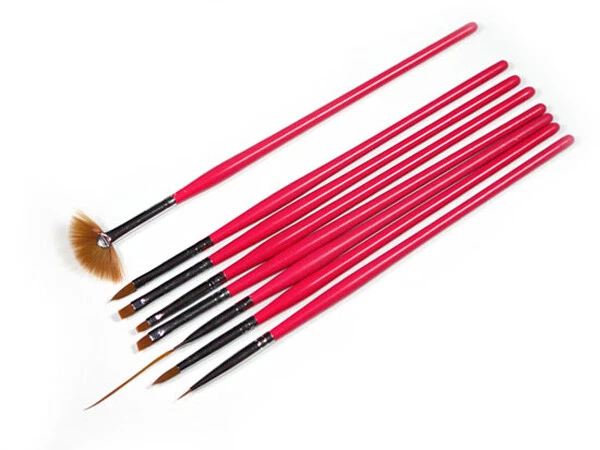 MELANO NAILS Juego de 8 pinceles de pintura de gel acrílico Striper SET en ROJO AGB-47-rojo