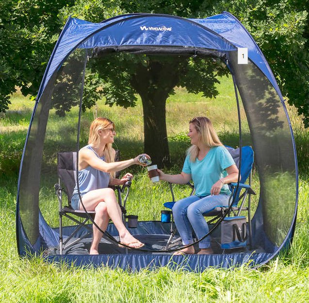 Pop Up Screen Room Tent Beach Sun Screen Canopy Shade With Floor Netting Mesh