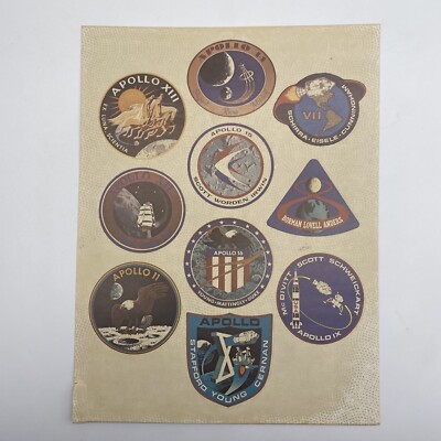 1972 NASA Apollo Missions 7 Through 16 Sticker Sheet 10 Stickers