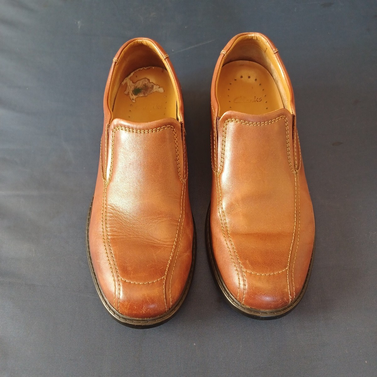 Clarks Mens COLSON KNOLL 9M Brown Leather Casual Loafer Slip 