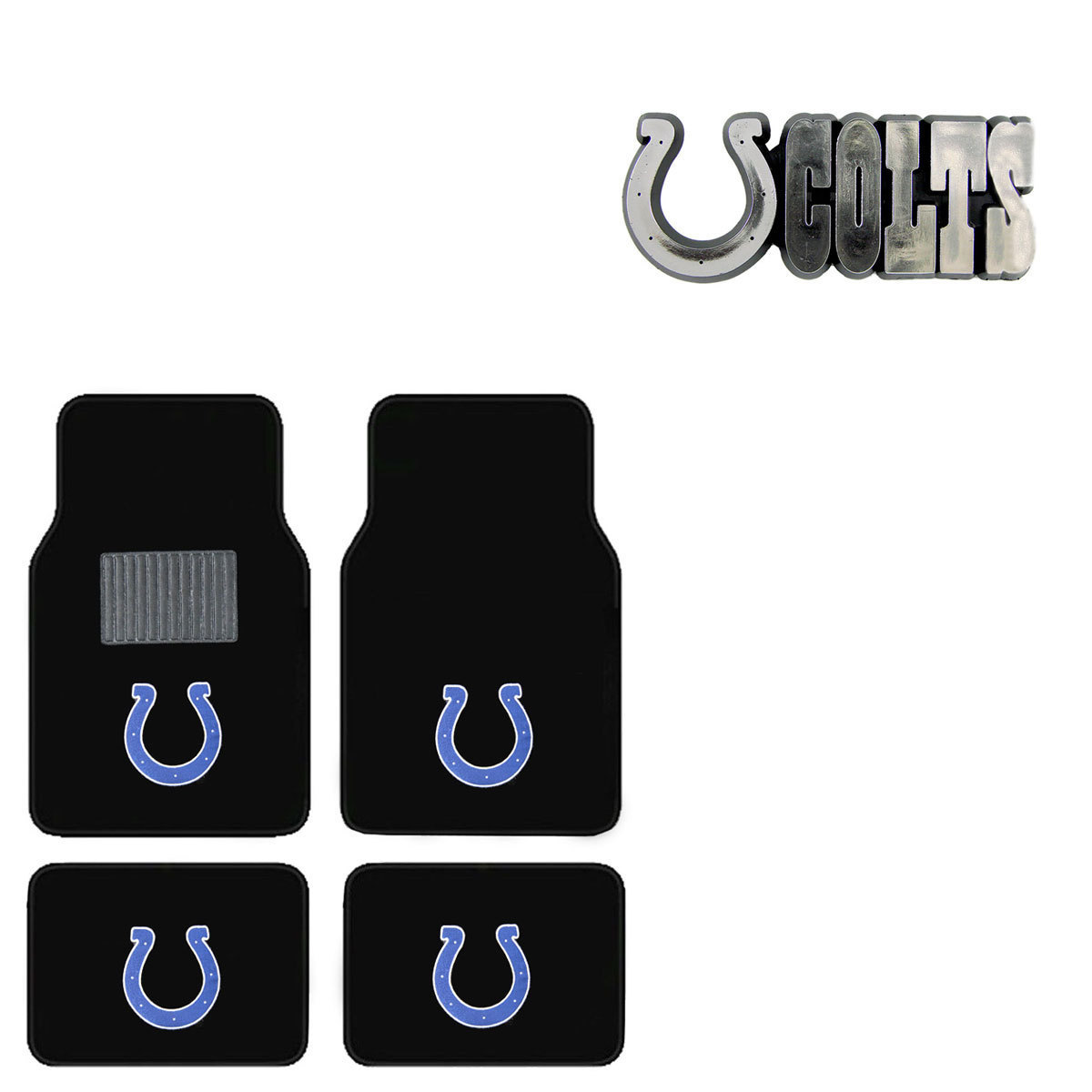 New 5pc NFL Indianapolis Colts Car Truck Floor Mats & Chrome Emblem Set ...