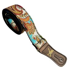 The Red & Blue Paisley Guitar Strap- Vtar Handmade Vegan Guitar Straps