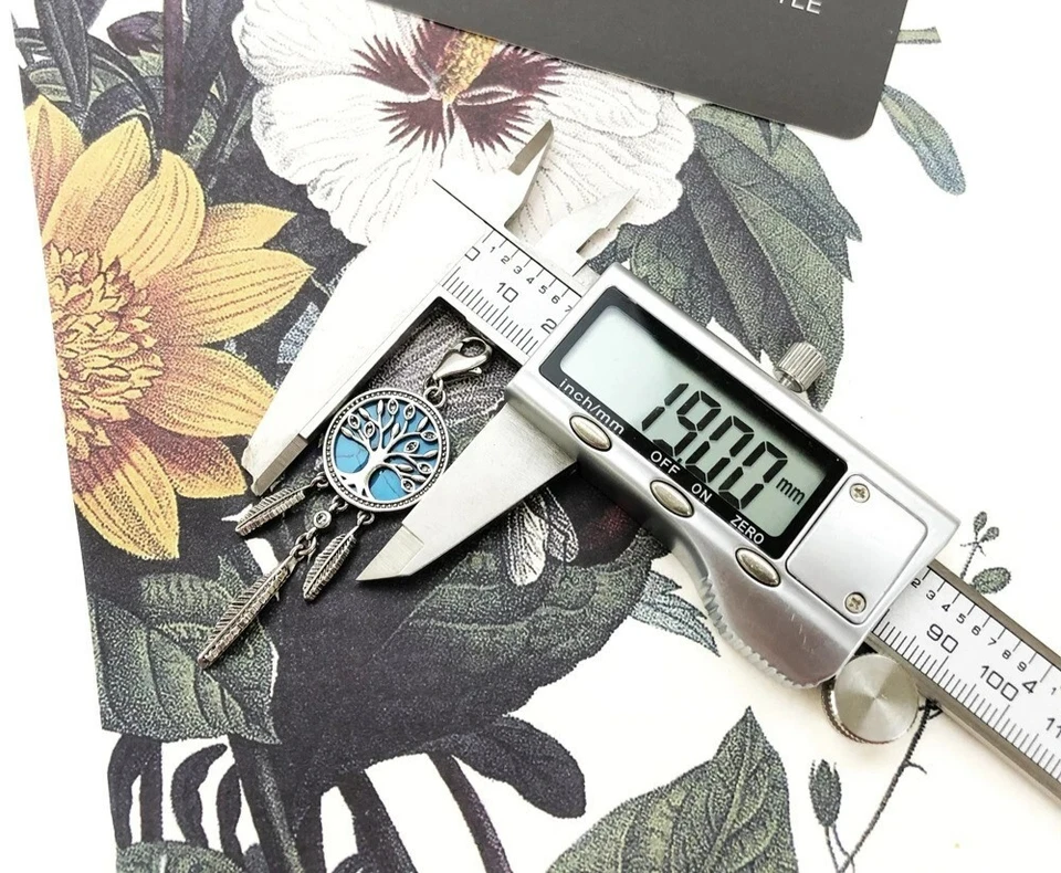 Colgante de plata de ley 925 árbol de la vida turquesa pluma circonita Foto 2 de 4