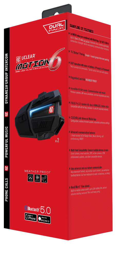U-Clear Motion 6 Helmet Bluetooth Communication System Dual Pack
