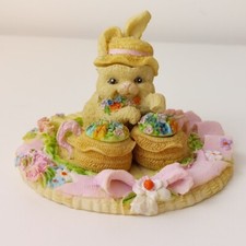 Vintage Miniature Bunny in a Garden Resin 7 Piece Tea Set