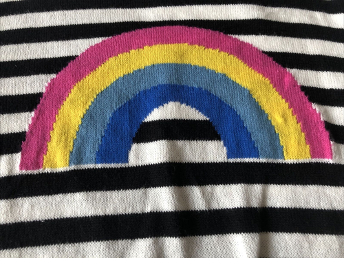 Harper Canyon Kids Fun Black-Ivory Striped Rainbow Print Sweater Size 4 - Picture 3 of 6